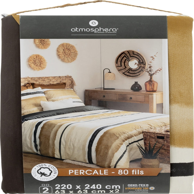 Atmosphera Parure de lit Hana en percale - 240 x 220 cm