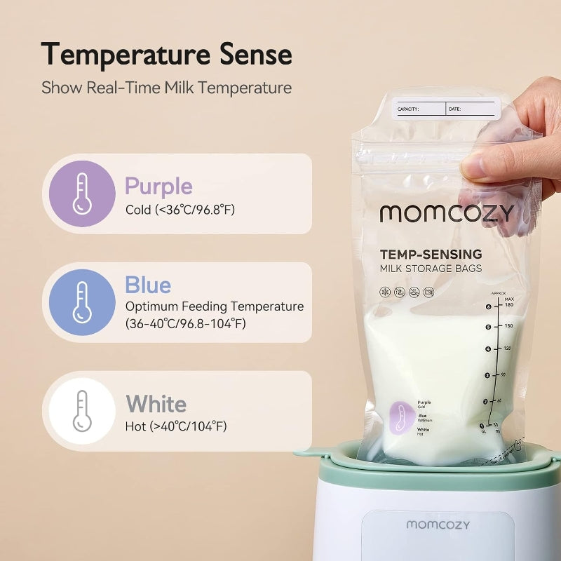 Momcozy Lot de 50 sachets de conservation de lait maternel à indicateur thermique - 180 ml