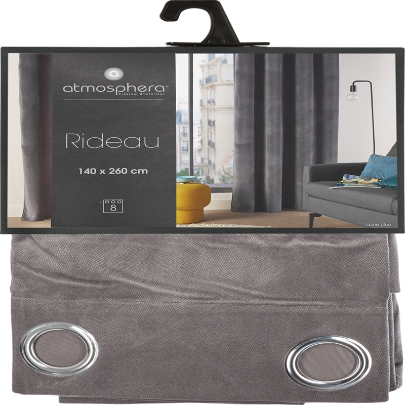 Atmosphera Rideau Lilou gris foncé - 140 x 260 cm