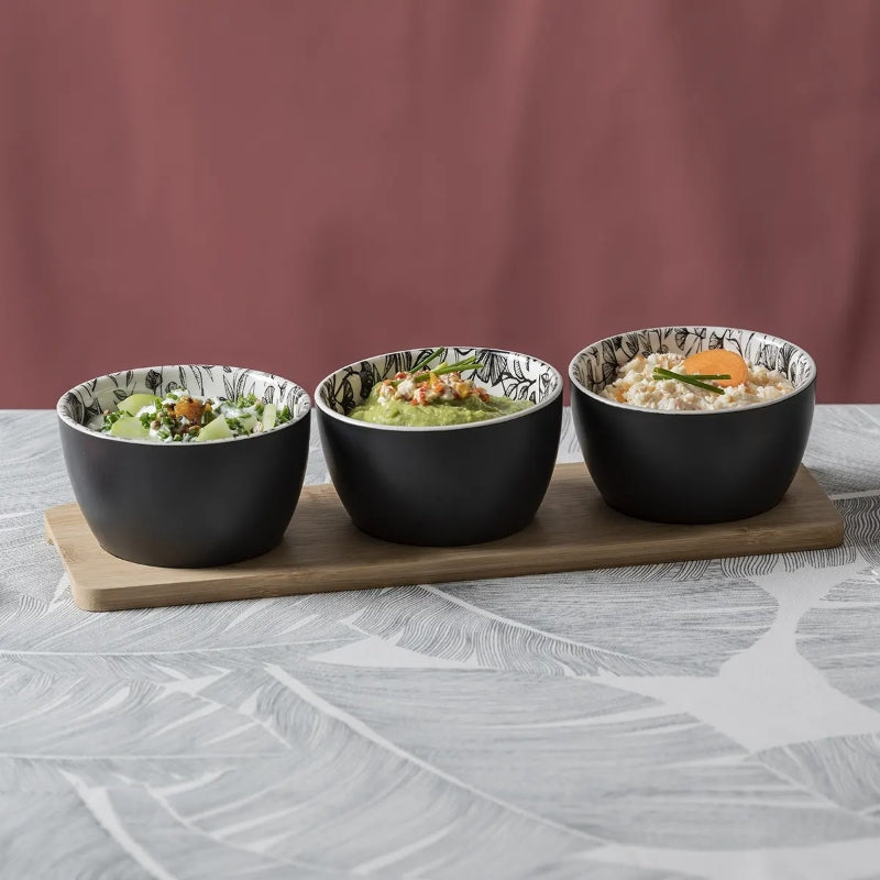 Secret de Gourmet Ensemble apéritif motif floral blanc 4 pièces