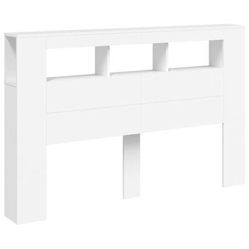 vidaXL Tête de Lit avec LED 160x185x1035 cm en Bois Traité Blanc