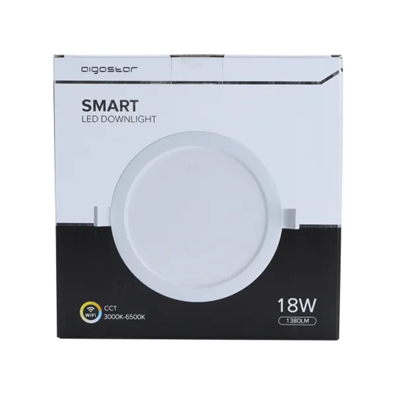 Aigostar Projecteur LED intelligent et fin Wi-Fi encastrable, 18 W, CCT 3000K-6500K, Ø 220 mm, 1380 lm