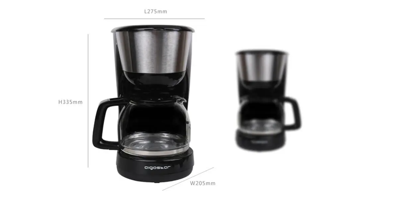 Aigostar cafetière et théière 1,25 L, noire, maintien au chaud, interrupteur unique