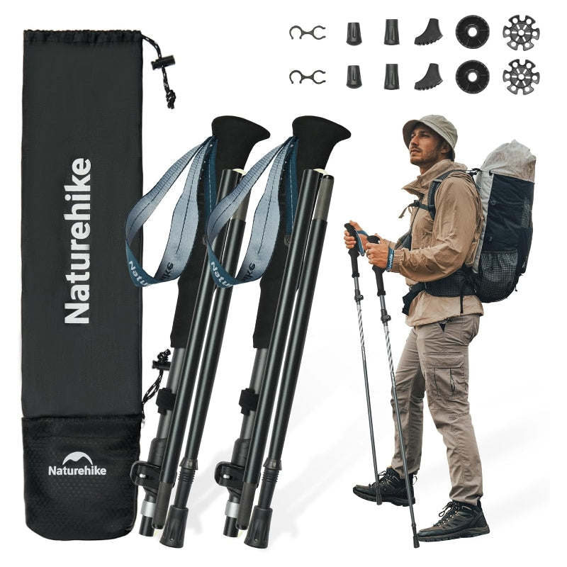 Naturehike Bâtons de randonnée réglables ultralégers en aluminium 7075 115-135 cm Unisexe