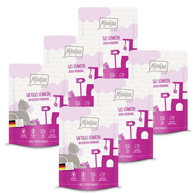 [Peut être servi frais pour l'été] MjAMjAM Quetschie Nourriture humide pour chat porc carotte - 300 g x 6