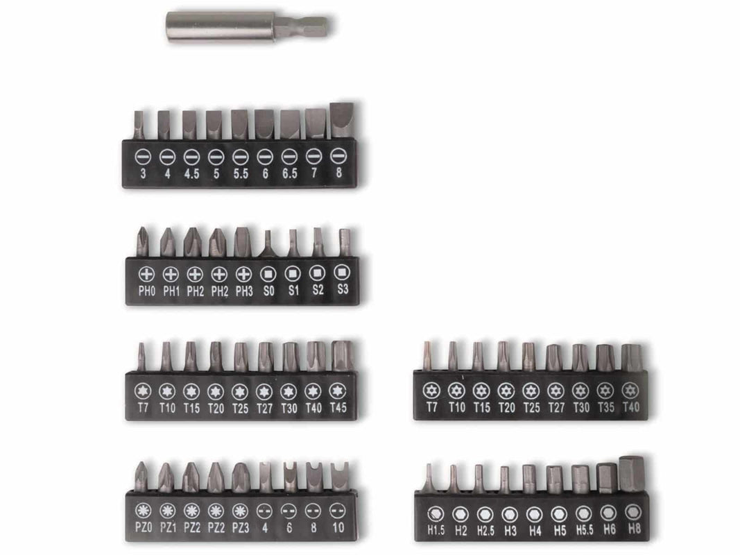 Kinzo Tournevis électrique avec jeu d'embouts - Batterie - 54 embouts - Incluant embouts à fente, Torx, Phillips, Pozidriv et Allen - 3,6 V