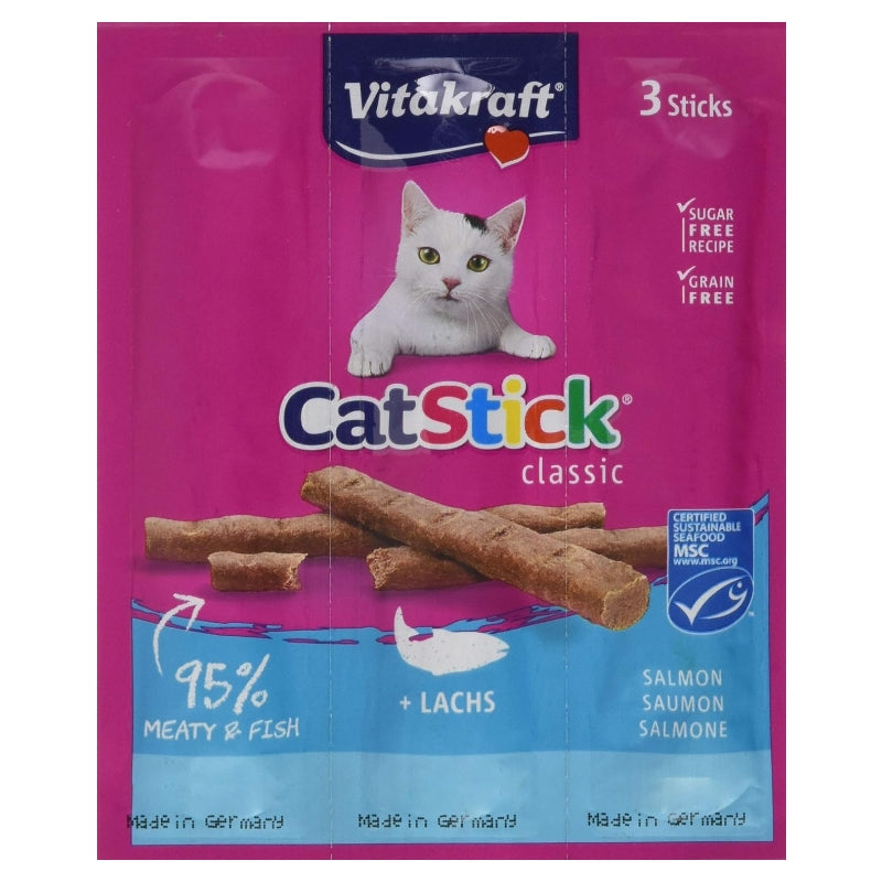Vitakraft Friandises pour chat adulte bâtonnets au saumon - 3 x 18 g