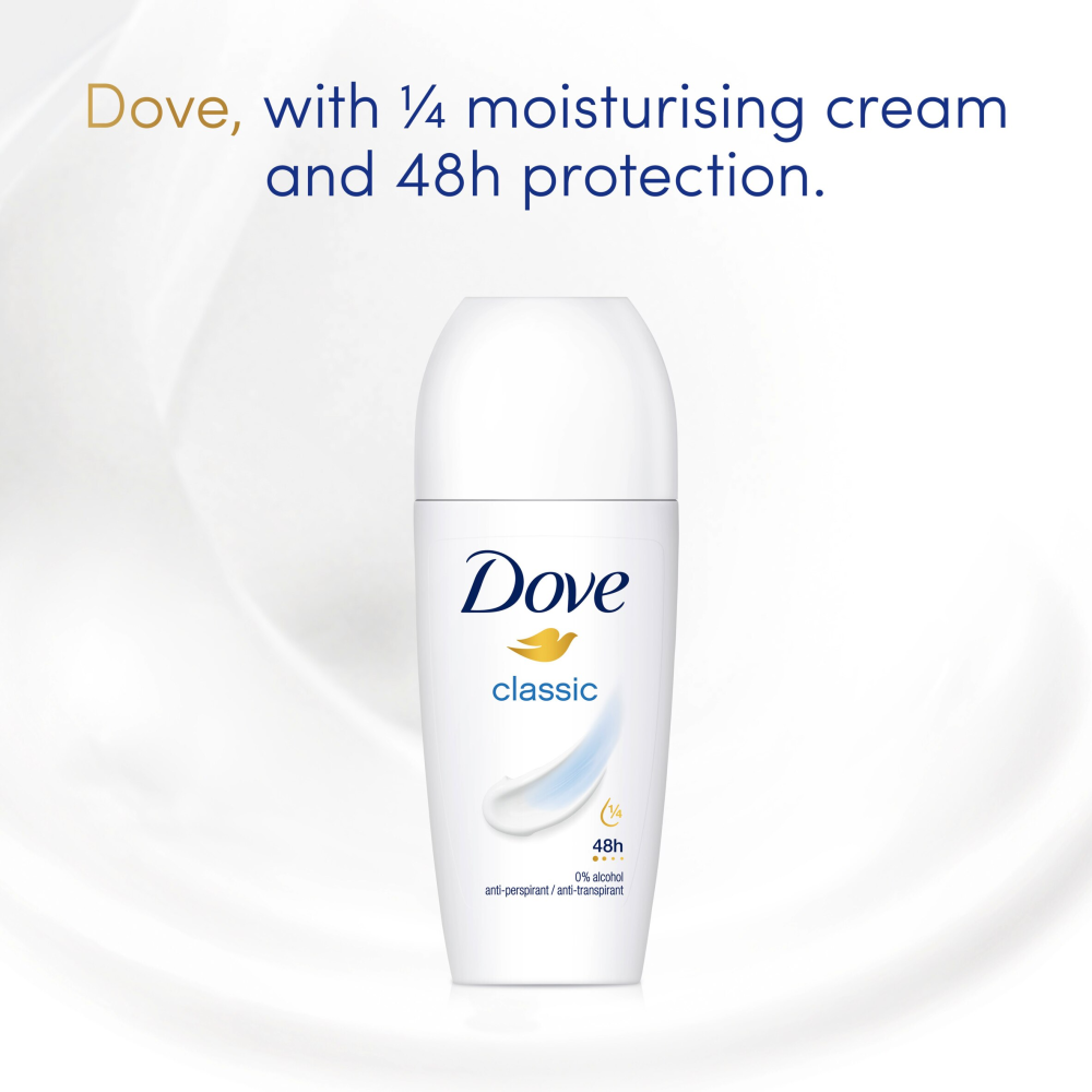 Dove Déodorant Anti-transpirant Roll-on Classique Protection 48 h 50 ml