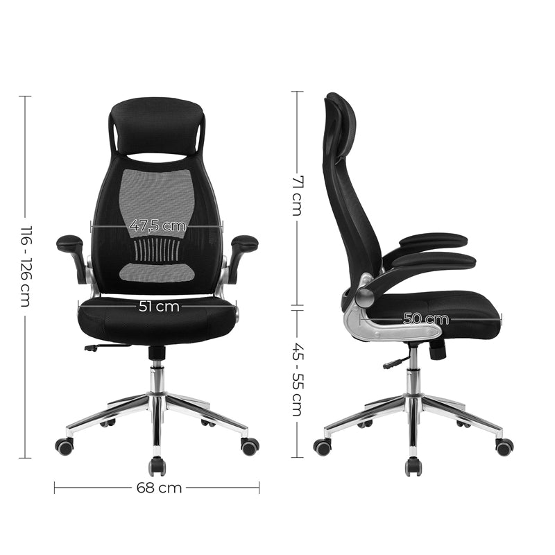 Chaise de bureau ergonomique, hauteur et accoudoirs réglables, soutien renforcé, jusqu’à 150 kg