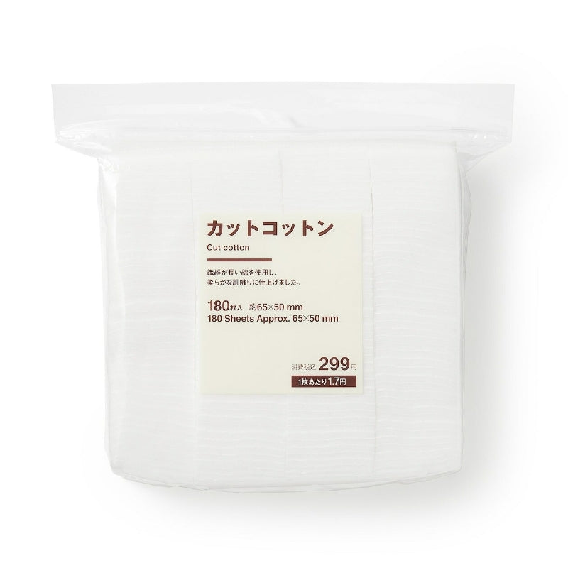 MUJI Cotons à démaquiller pour le visage Soft Cut - 180 pièces