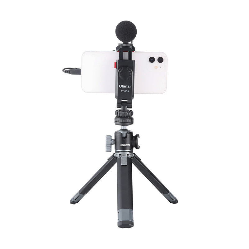 Ulanzi Adaptateur de trépied pour smartphone ST-06S Stabilisateur pour smartphone avec 2 griffes porte-accessoires Support de téléphone pour appareil photo Support rotatif à 360° pour iPhone Galaxy Huawei appareil photo reflex numérique