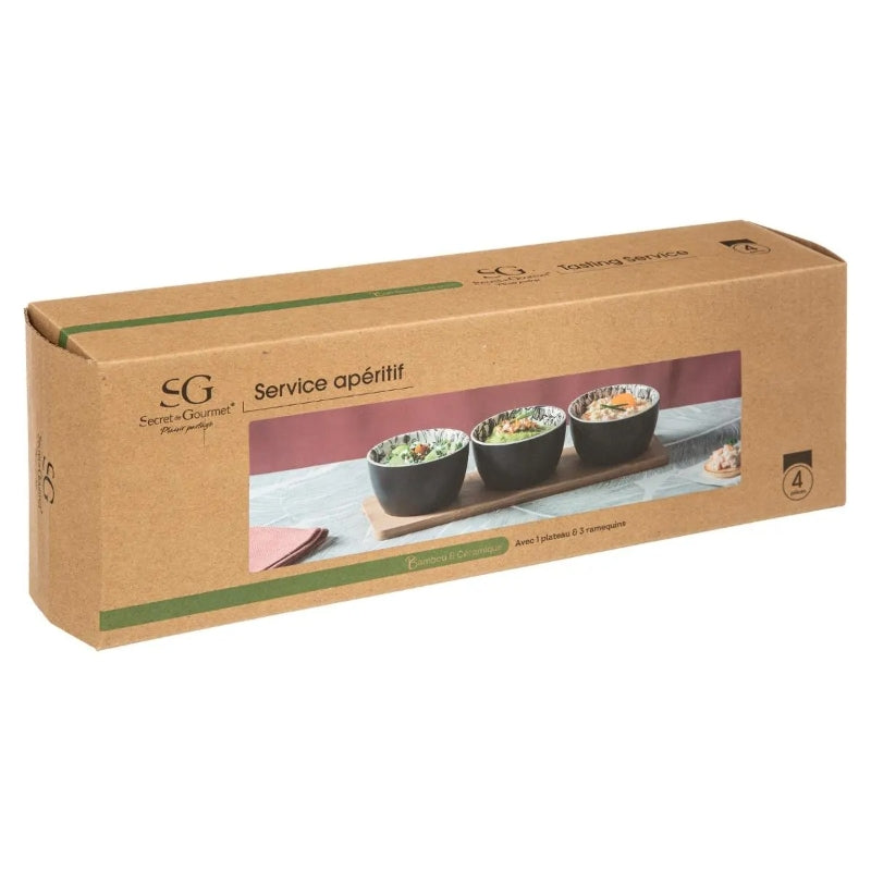 Secret de Gourmet Ensemble apéritif motif floral blanc 4 pièces