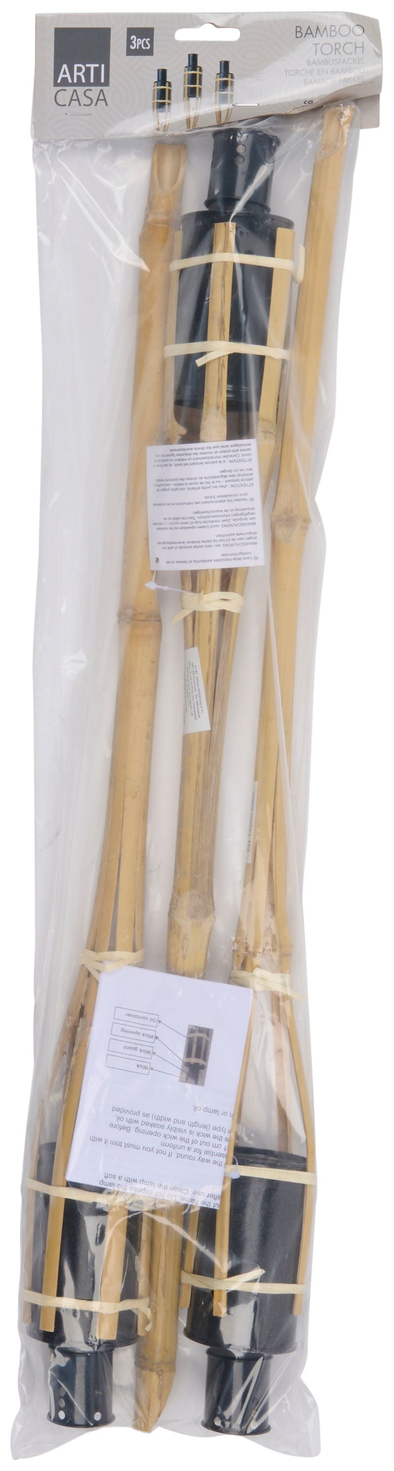 Articasa Torches de jardin - naturel - lot de 3 - 63 cm