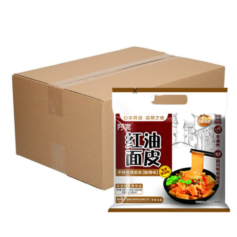 Bai Jia A Kuan Vermicelles à l’huile pimentée, Saveur aigre-piquante, Lot de 4, 12 x 460 g (1 carton)