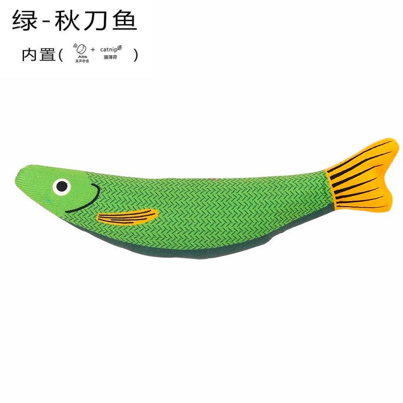 Meowmagic Jouet pour chat en lin en forme de poisson à l'herbe à chat - Lot de 3