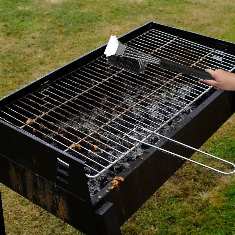 Huacan Brosse de nettoyage pour gril en fil d'acier inoxydable, accessoire de barbecue puissant, argent