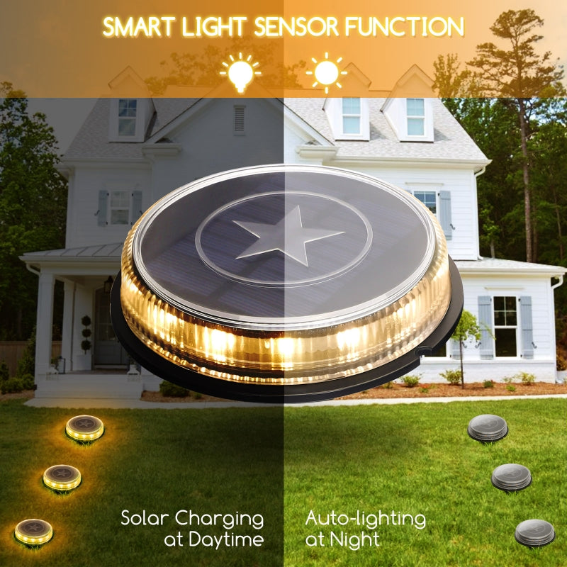 Aigostar Lampe Solaire Ronde Noir, Lumière Chaude, IP66, Panneau Solaire 0,6 W