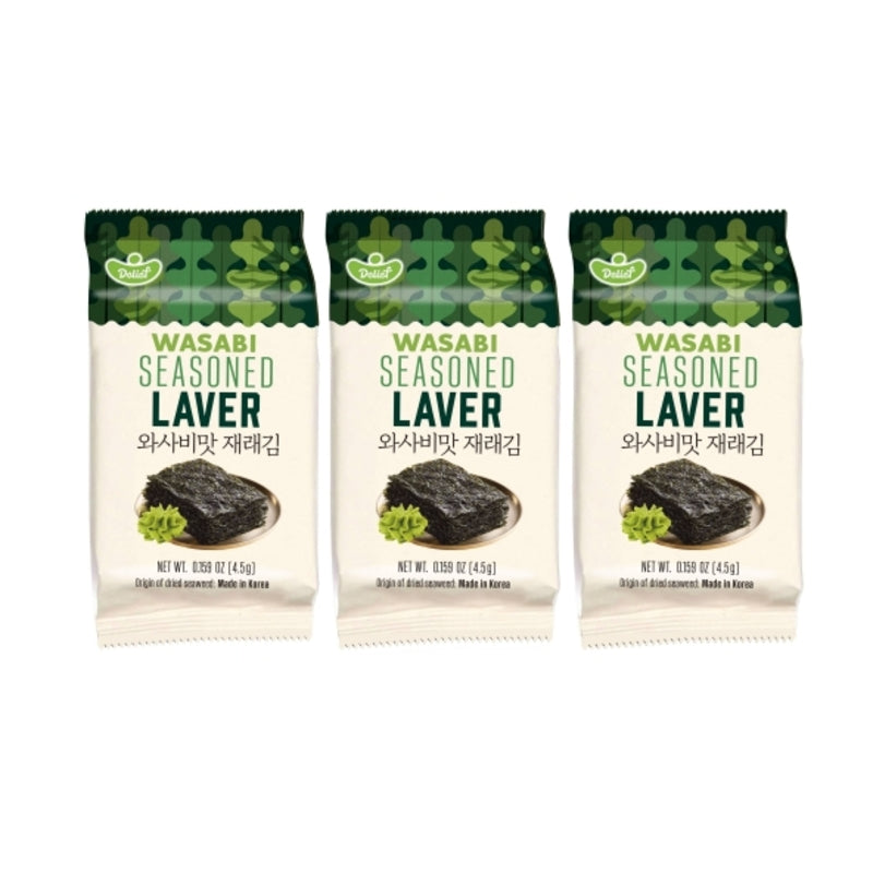 Delief Algue nori assaisonnée au wasabi 4,5 g x 3 pièces