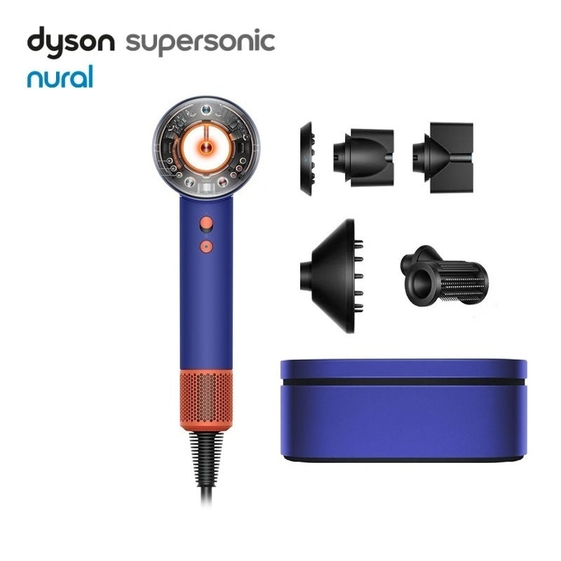 Dyson Supersonic Nural HD16 Sèche-cheveux professionnel ionique, 1600 W, 4 réglages de chaleur, 3 réglages de vitesse, avec accessoires, Bleu Periwinkle/Bleu Topaze, Prise UK