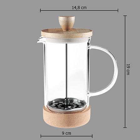 Secret de Gourmet Cafetière à piston en bambou et verre 60 cl