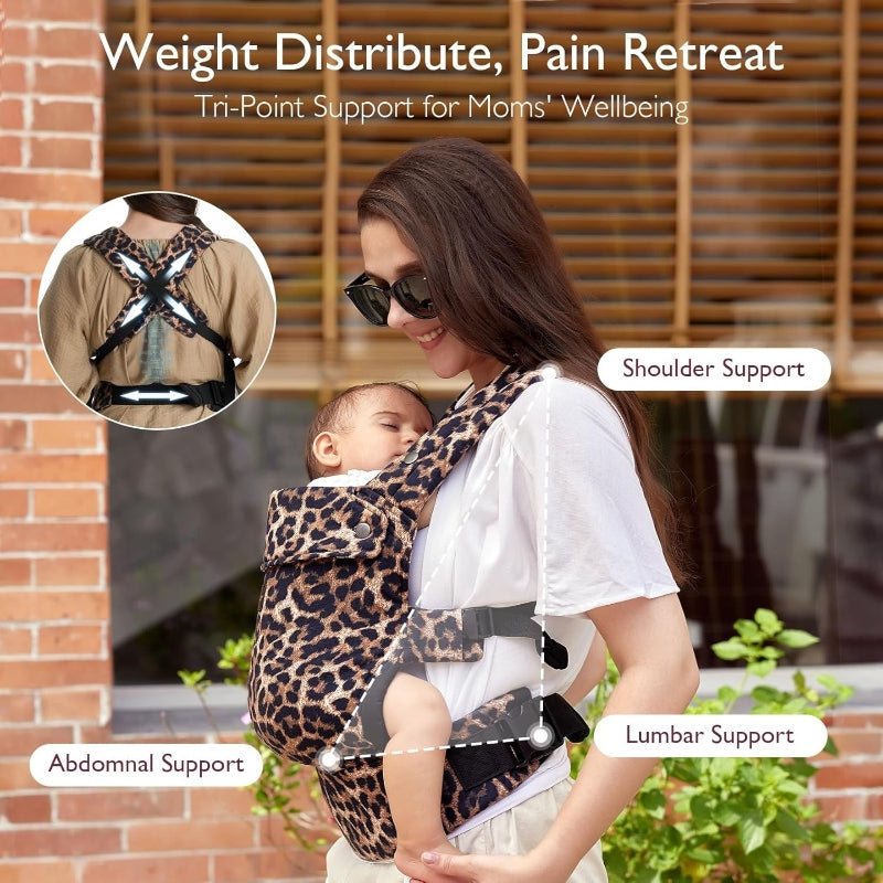 Momcozy Porte-bébé ergonomique pour bébés de 3 à 20 kg - Motif léopard