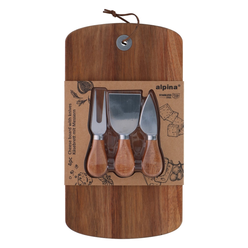 Alpina Planche à fromage avec couteaux - 4 pièces