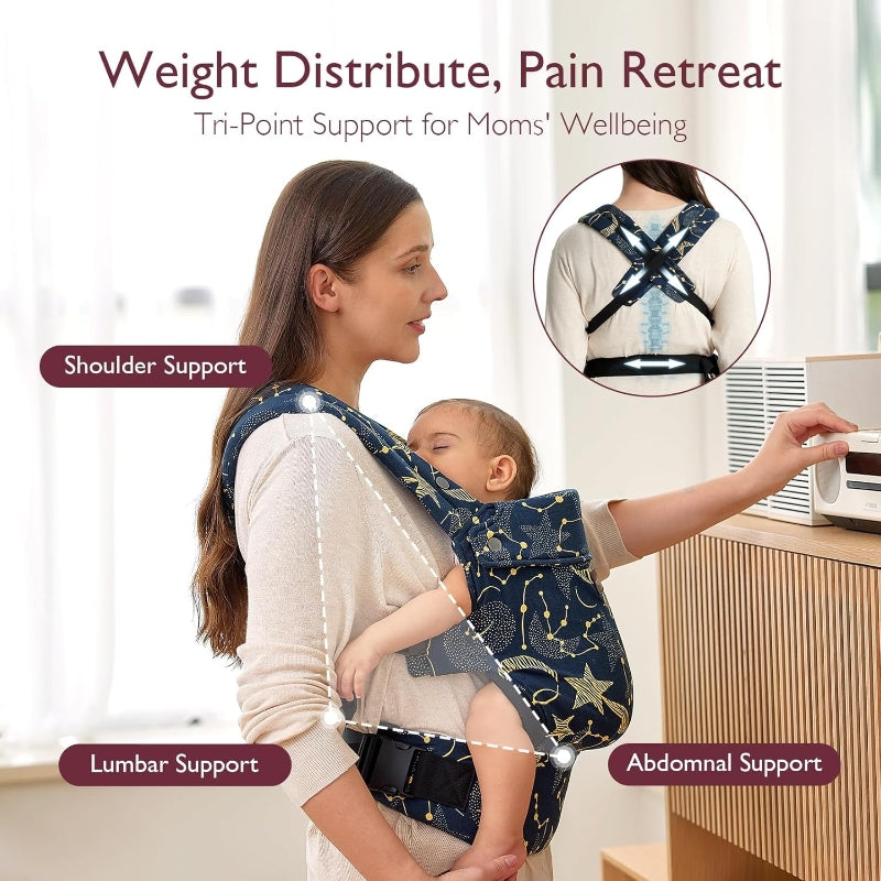 Momcozy Porte-bébé ergonomique, confortable et léger pour bébés de 3 à 20 kg - Motif étoilé