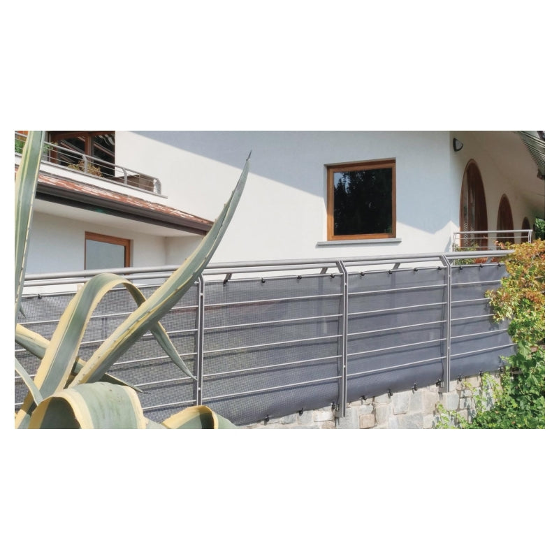 Tenax Texstyle Vip Brise-vue faible occultation en textilène gris noir argent 1,5 x 5 m