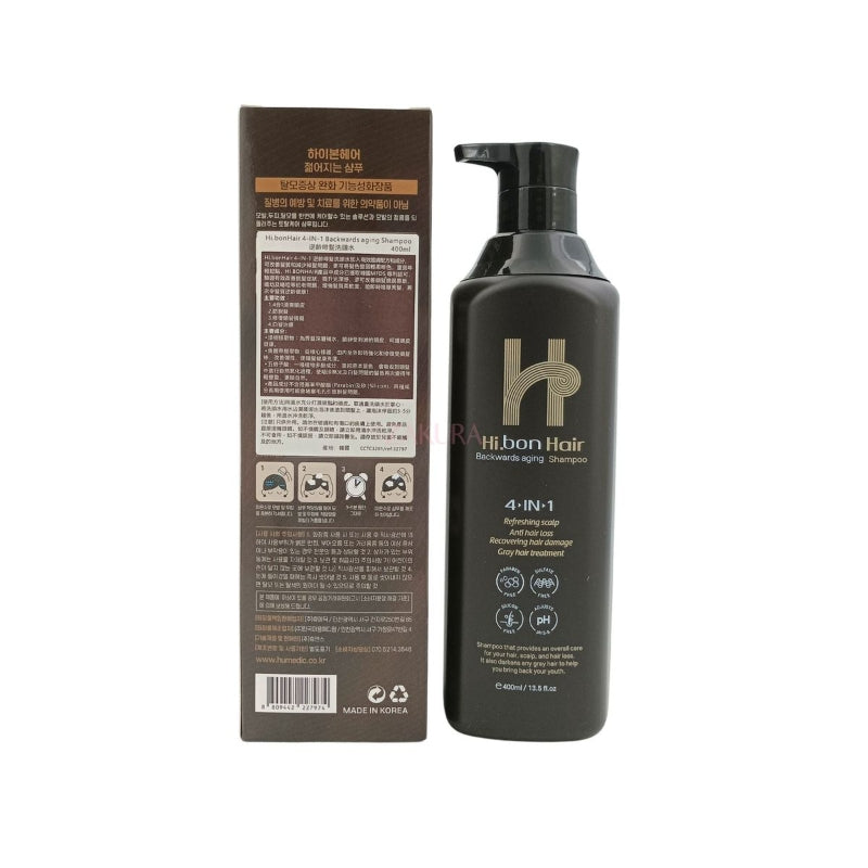 Hi.bonHair Shampooing 4-en-1 pour cheveux bruns 400 ml
