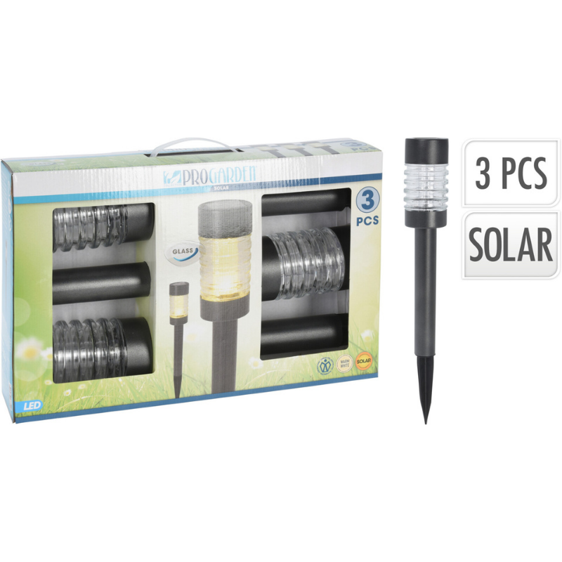 Lampe solaire Anthracite Acier inoxydable + verre