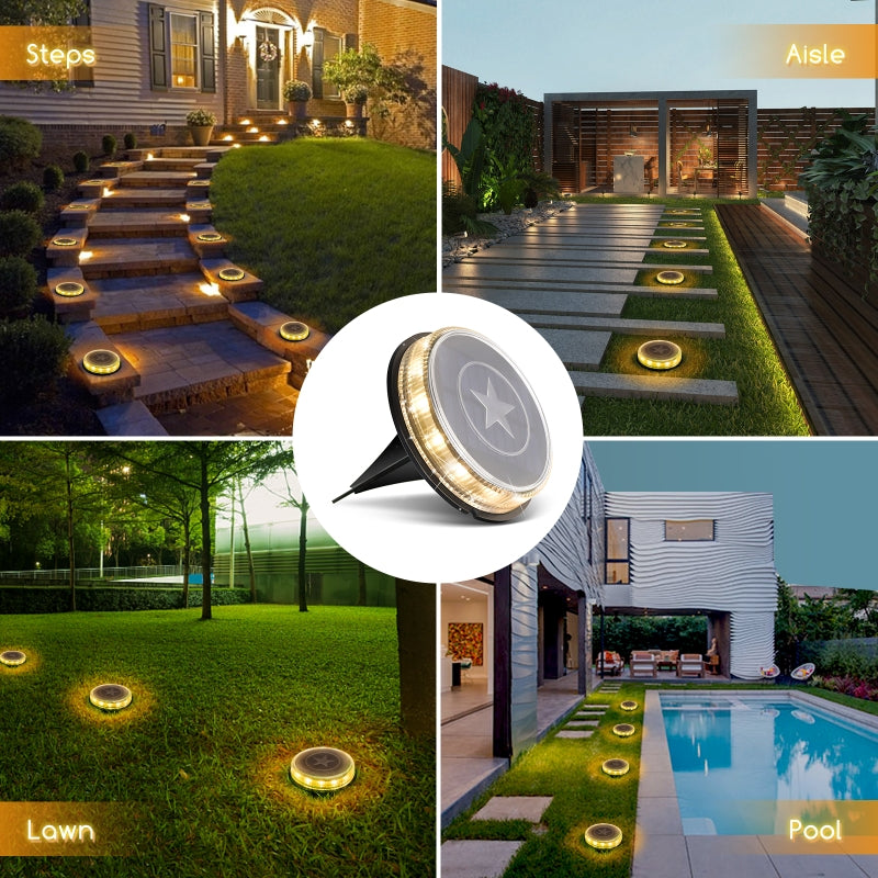 Aigostar Lampe Solaire Ronde Noir, Lumière Chaude, IP66, Panneau Solaire 0,6 W