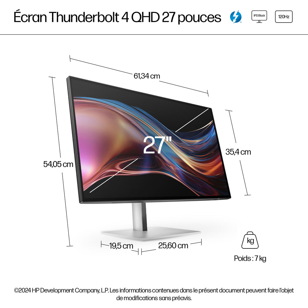 HP Series 7 Pro Écran QHD Thunderbolt 4 27 pouces - 727pu Sans PVC
