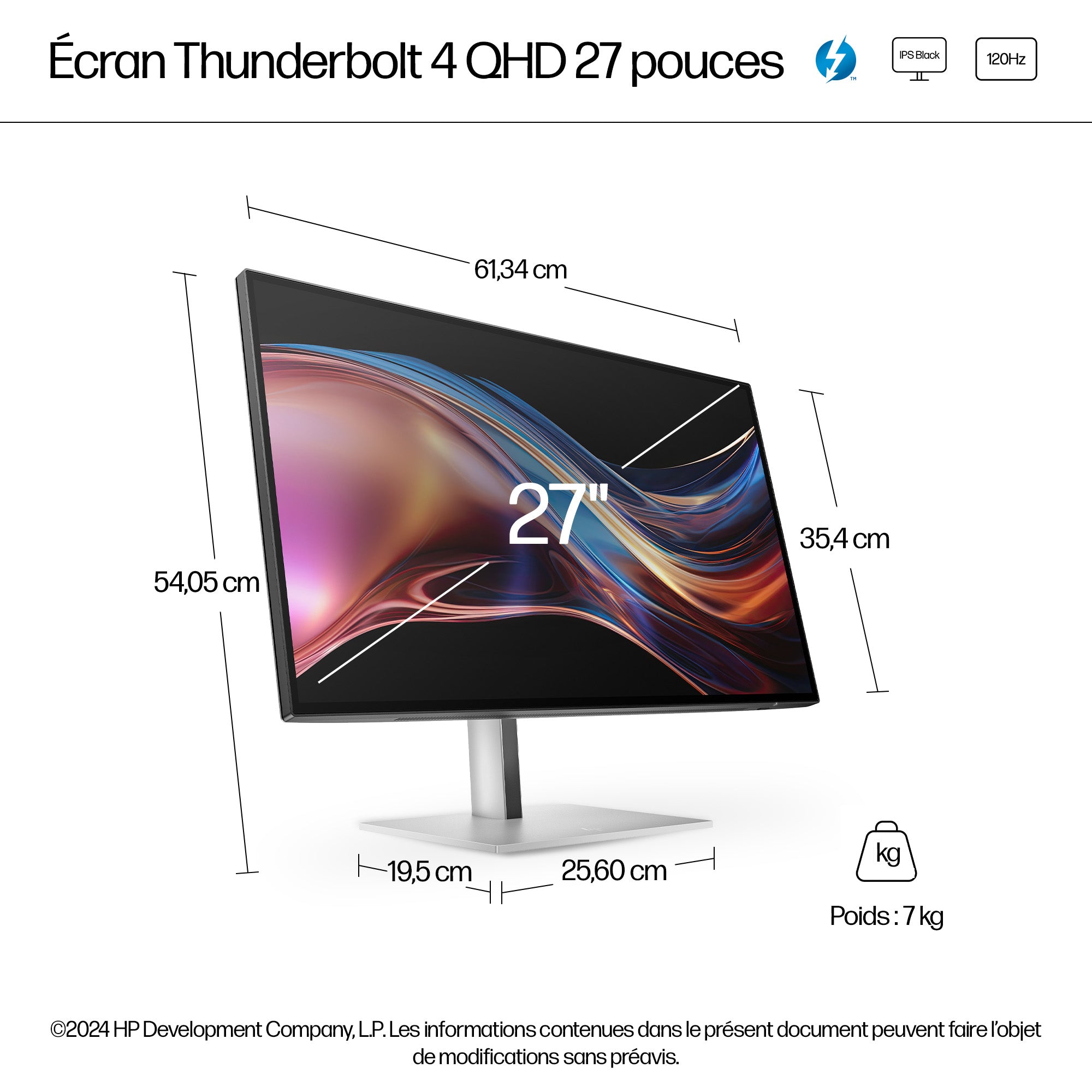 HP Series 7 Pro Écran QHD Thunderbolt 4 27 pouces - 727pu Sans PVC