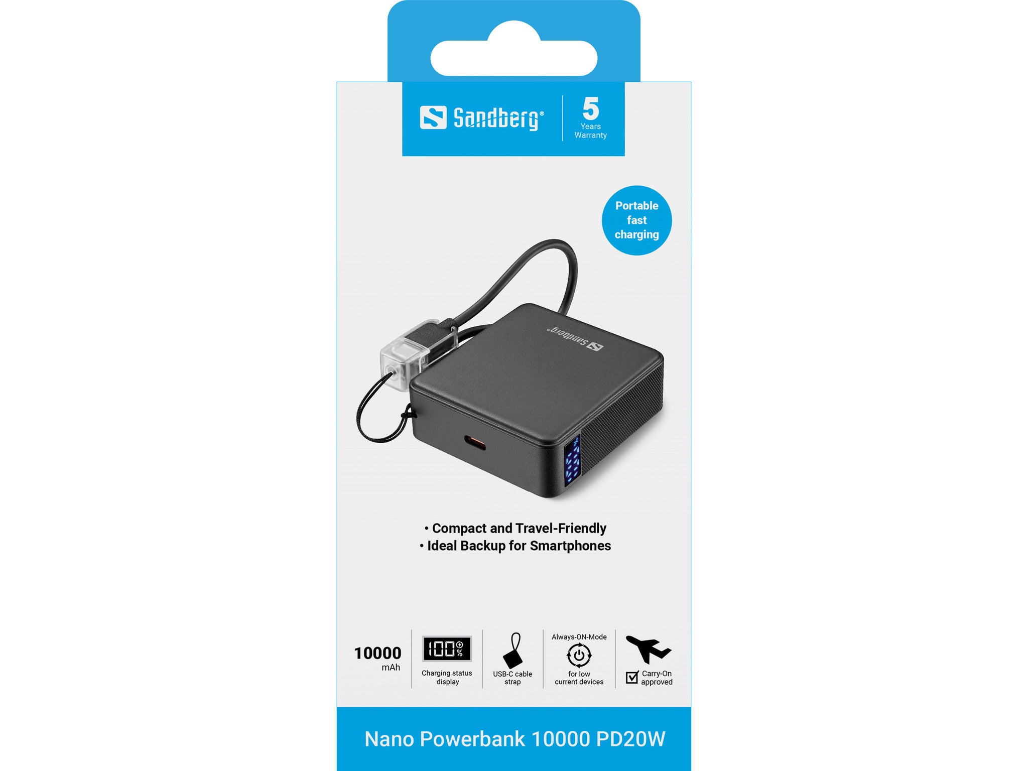 Sandberg 421-34 banque d'alimentation électrique Lithium-Ion (Li-Ion) 10000 mAh Noir