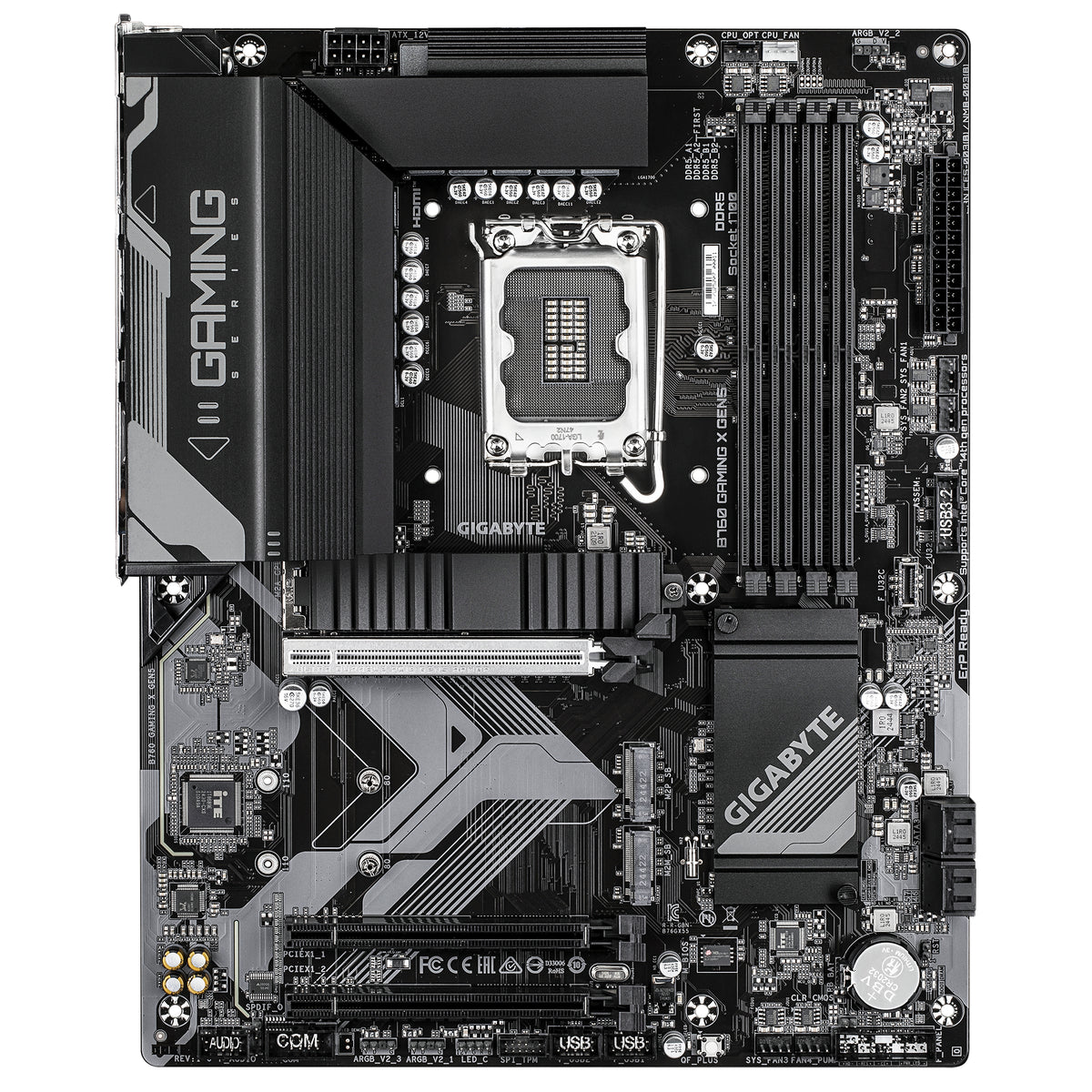 GIGABYTE B760 GAMING X GEN5 Carte Mère – Compatible avec les processeurs Intel Core 14e génération, VRM 8+1+1 phases, jusqu’à 5600 MHz DDR5, 3 x M.2 PCIe 4.0, LAN 2.5 GbE, USB 3.2 Gen 2 - vue 2