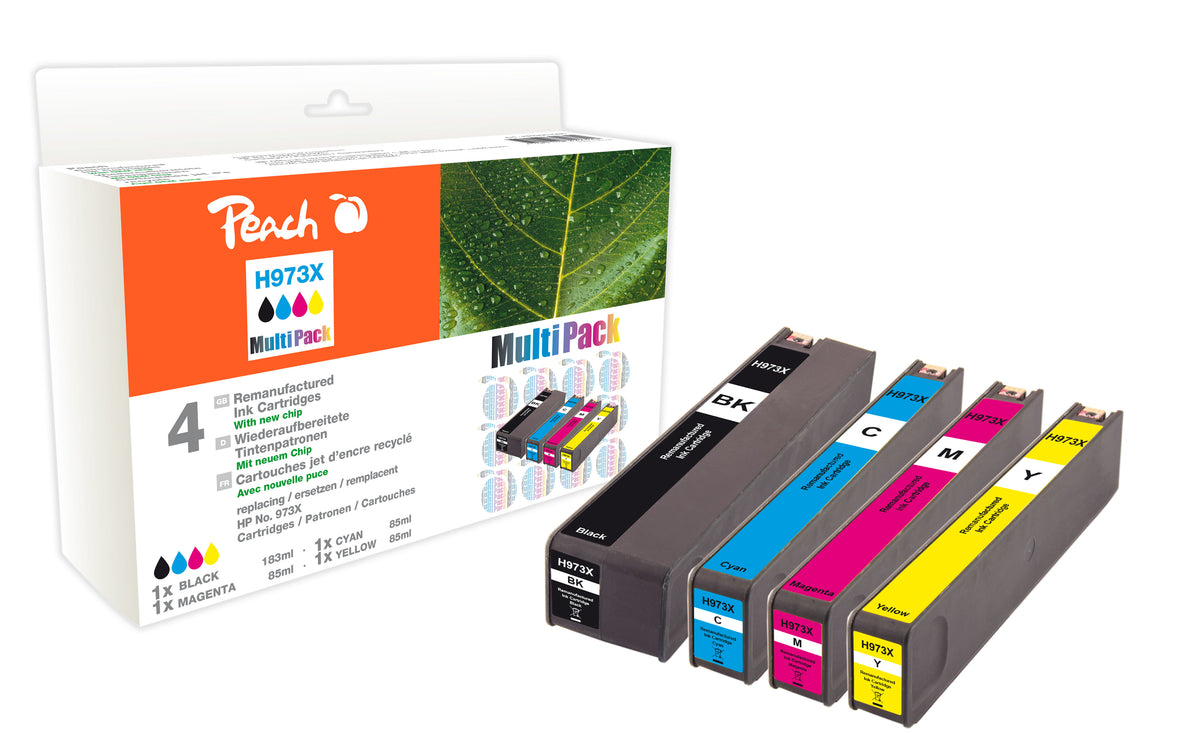 Peach Cartouches d'Encre Compatibles PI300-750 XL, Noir, Cyan, Magenta, Jaune