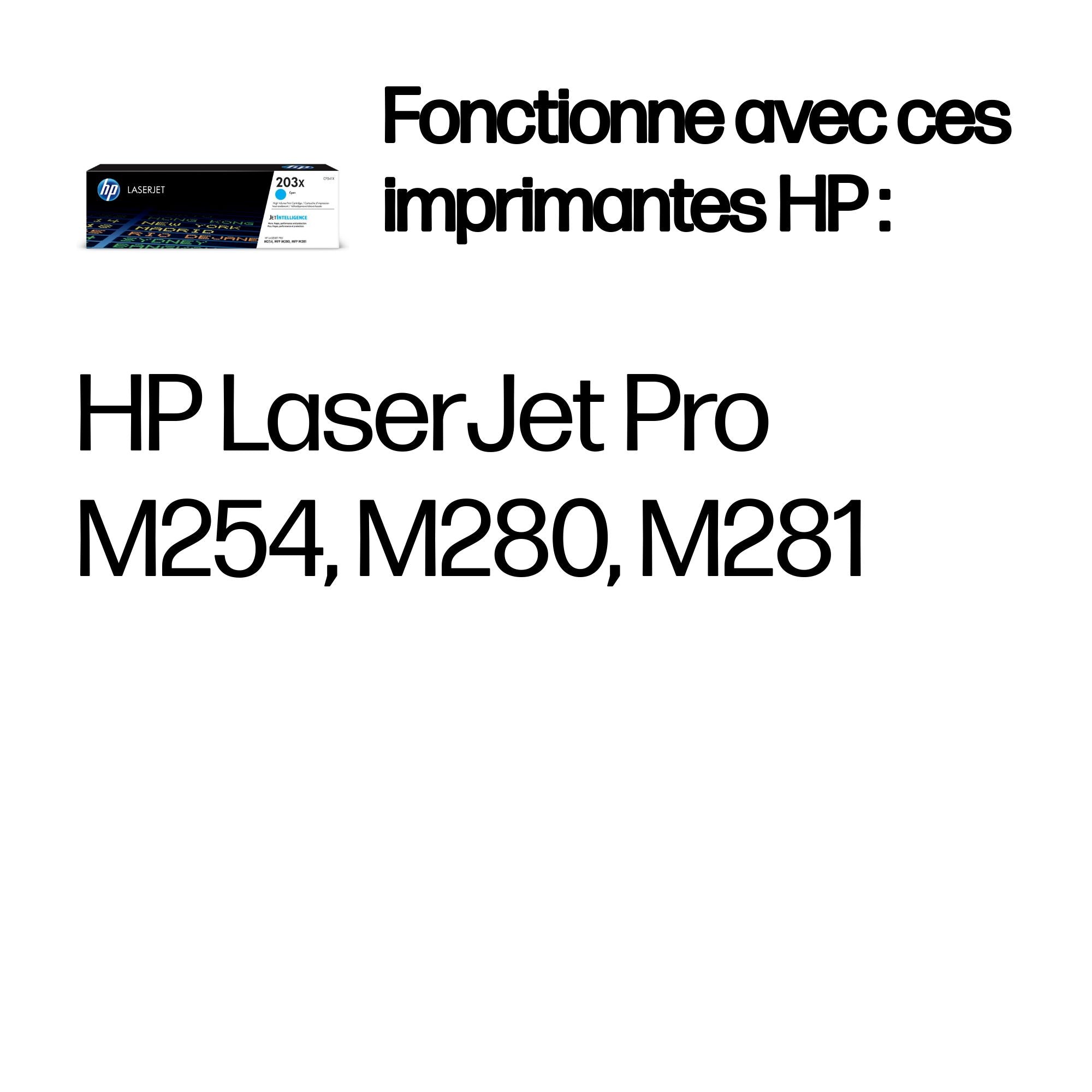 HP 203X cartouche de toner LaserJet grande capacité cyan authentique