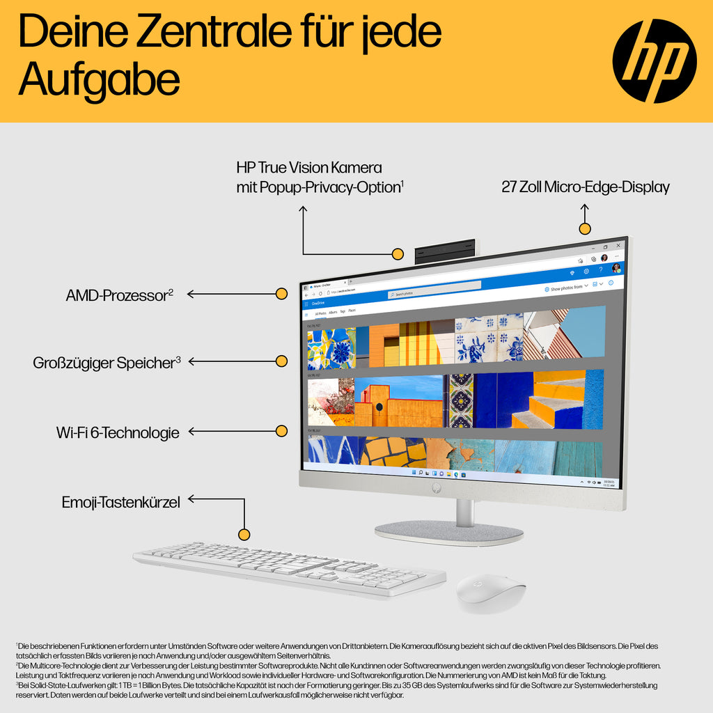 HP 27-cr0501ng Ordinateur Tout-en-un 68,6cm (27") Ryzen 5 8GB 512GB