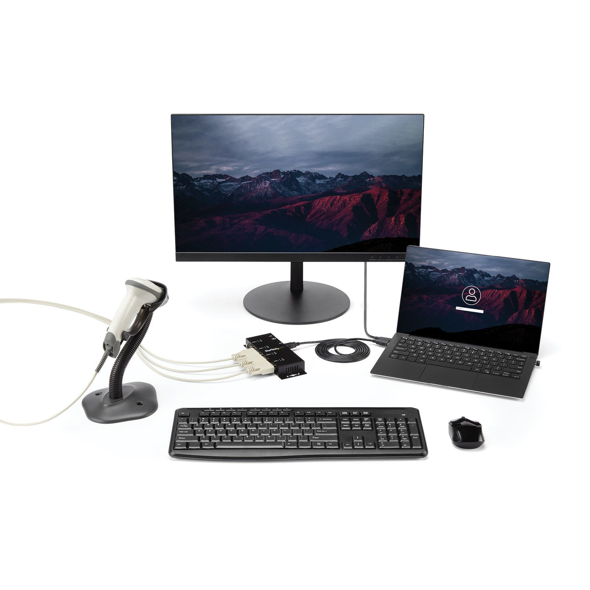 StarTech.com Hub Adaptateur USB vers Série DB9 RS232 4 Ports, Montage Rail DIN et Mural