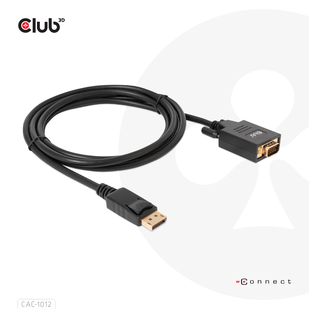 CLUB3D CAC-1012 Câble Adaptateur DisplayPort vers VGA (D-Sub), 2 m, Noir