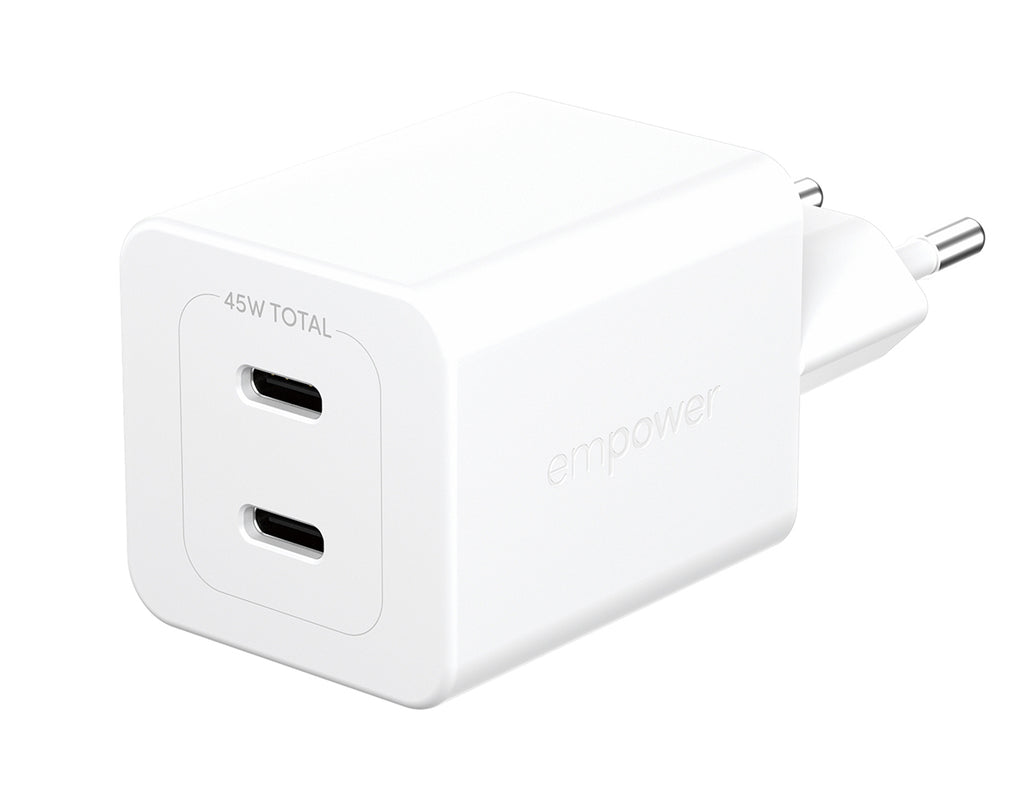 PanzerGlass empower™ by ® Turbo 45W Charger incl. 2 x USB-C | EU Plug | Silver White Smartphone Blanc Secteur Charge rapide Intérieure