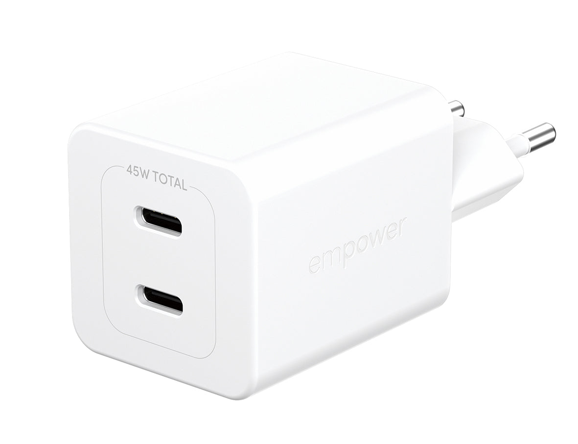 PanzerGlass empower™ by ® Turbo 45W Charger incl. 2 x USB-C | EU Plug | Silver White Smartphone Blanc Secteur Charge rapide Intérieure