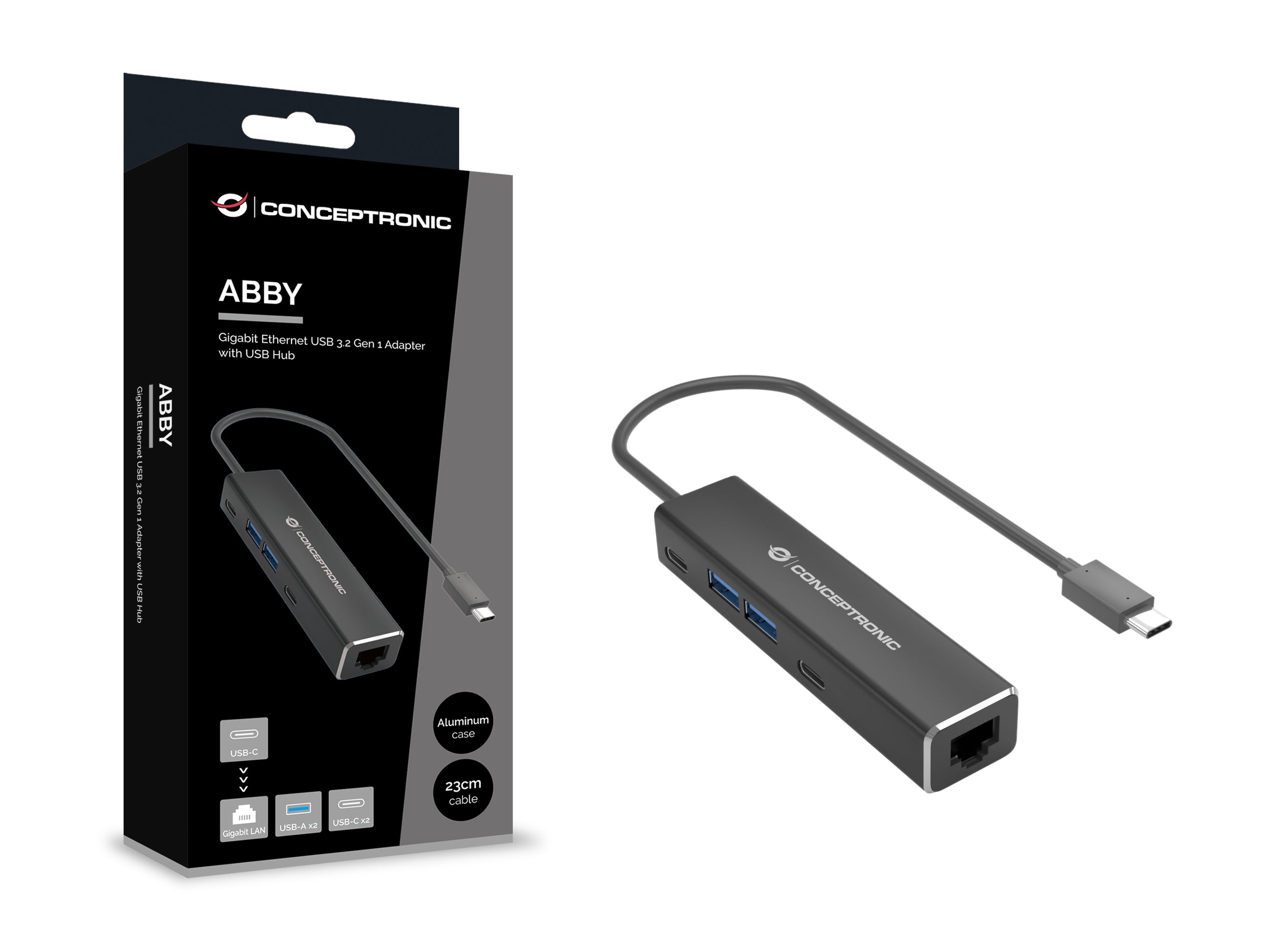 Conceptronic ABBY13B station d'accueil Avec fil USB 3.2 Gen 1 (3.1 Gen 1) Type-C Gris