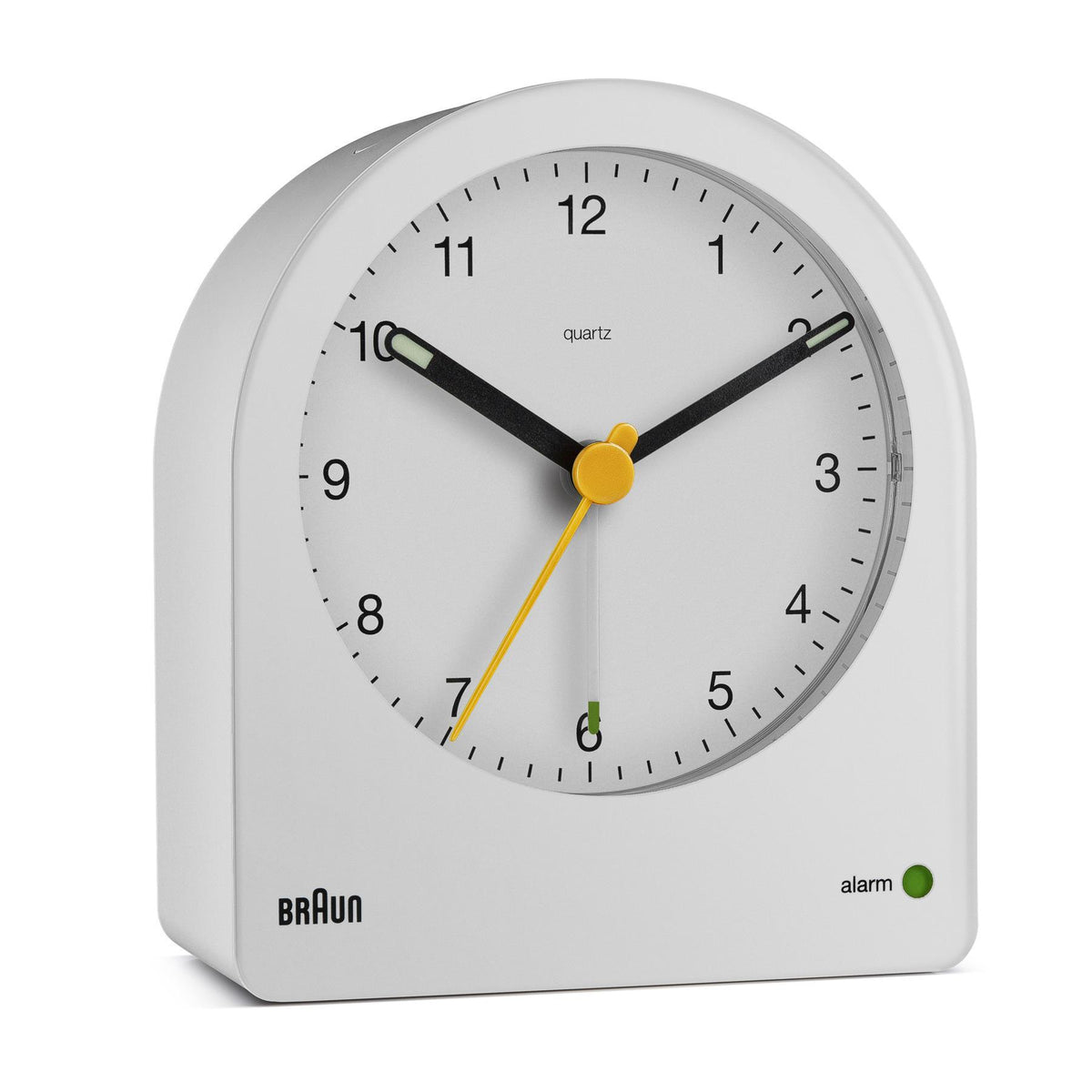 Braun BC22 Réveil à Quartz Rond, Blanc et Jaune