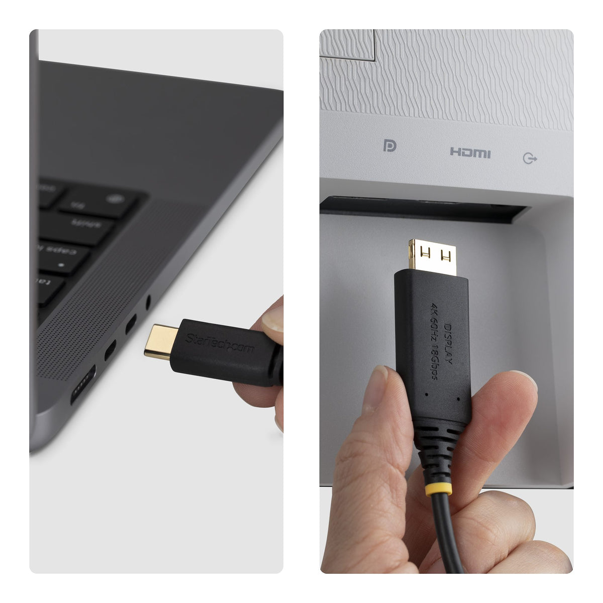 StarTech.com Câble Adaptateur USB-C vers HDMI de 2m, Connecteur HDMI à Verrouillage, 4K 60Hz, Compatible Thunderbolt, HD