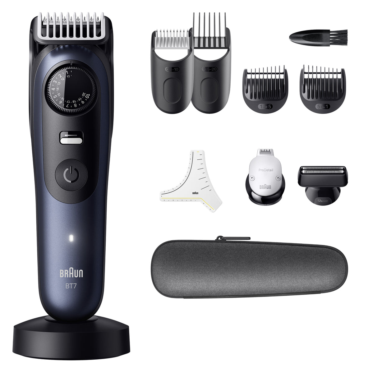 Braun BeardTrimmer 7 80789809 tondeuse à barbe AC/Batterie 40 2 cm Mouillé & sec Bleu foncé