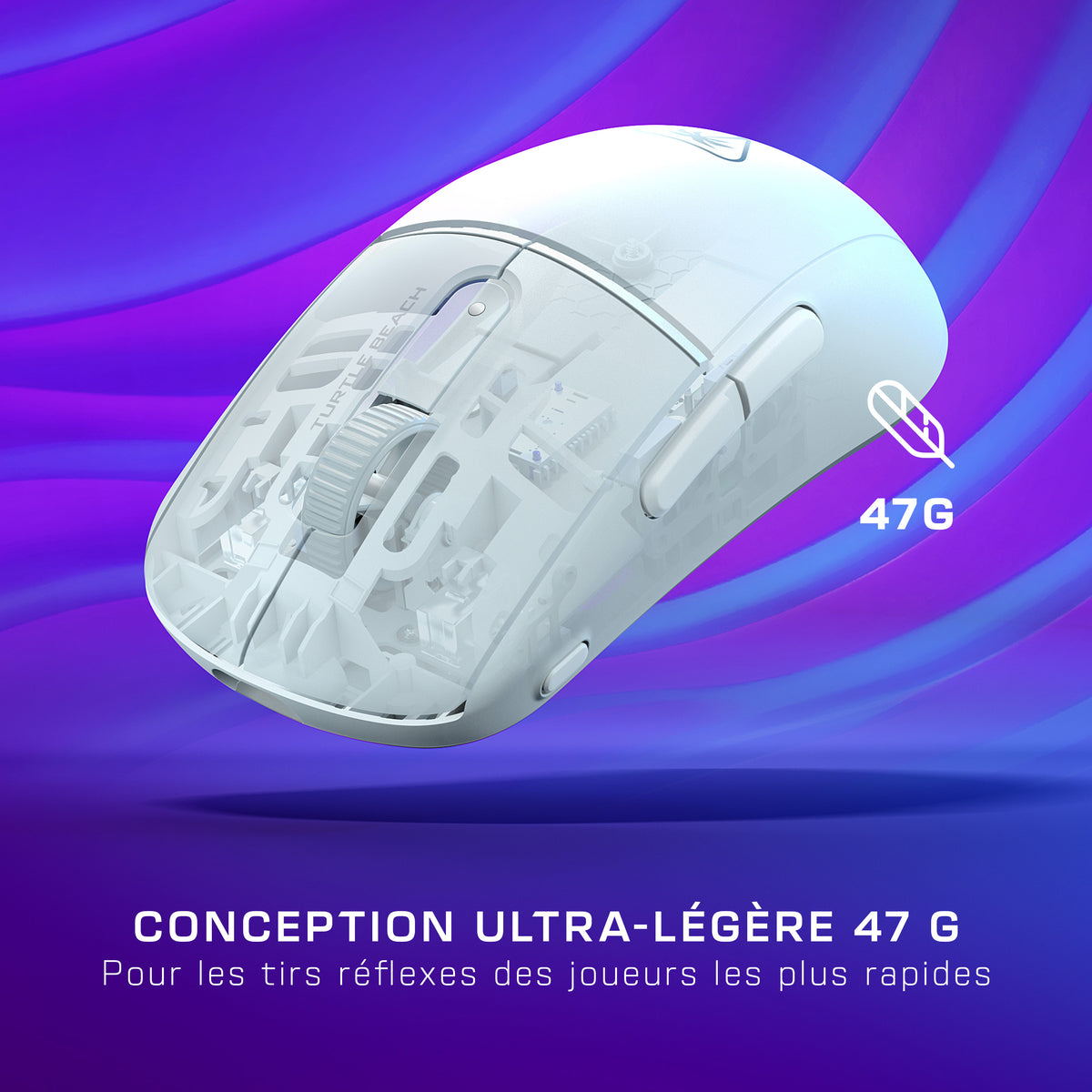 Turtle Beach Burst II Air - Souris gaming sans fil 2,4 GHz : ultralégère avec 47 g, touches optiques, symétrique, capteu