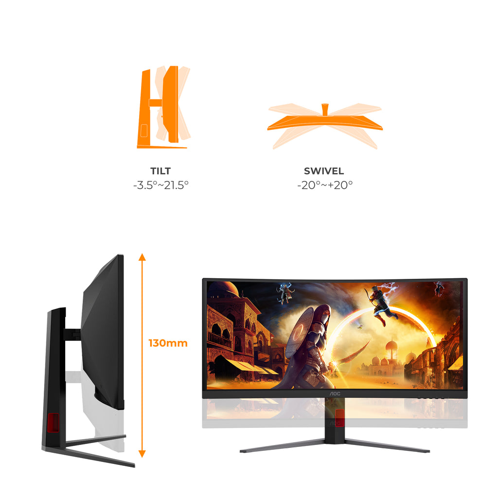AOC G4 CU34G4CAP 34 Fast VA 3440 x 1440 (UltraWide) HDMI DisplayPort 180 Hz - vue 4