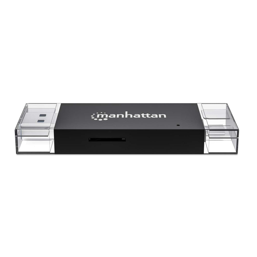 Manhattan Lecteur de Cartes Multiformat USB-A/USB-C, 5 Gbps USB 3.0, SD et microSD, Noir/Translucide