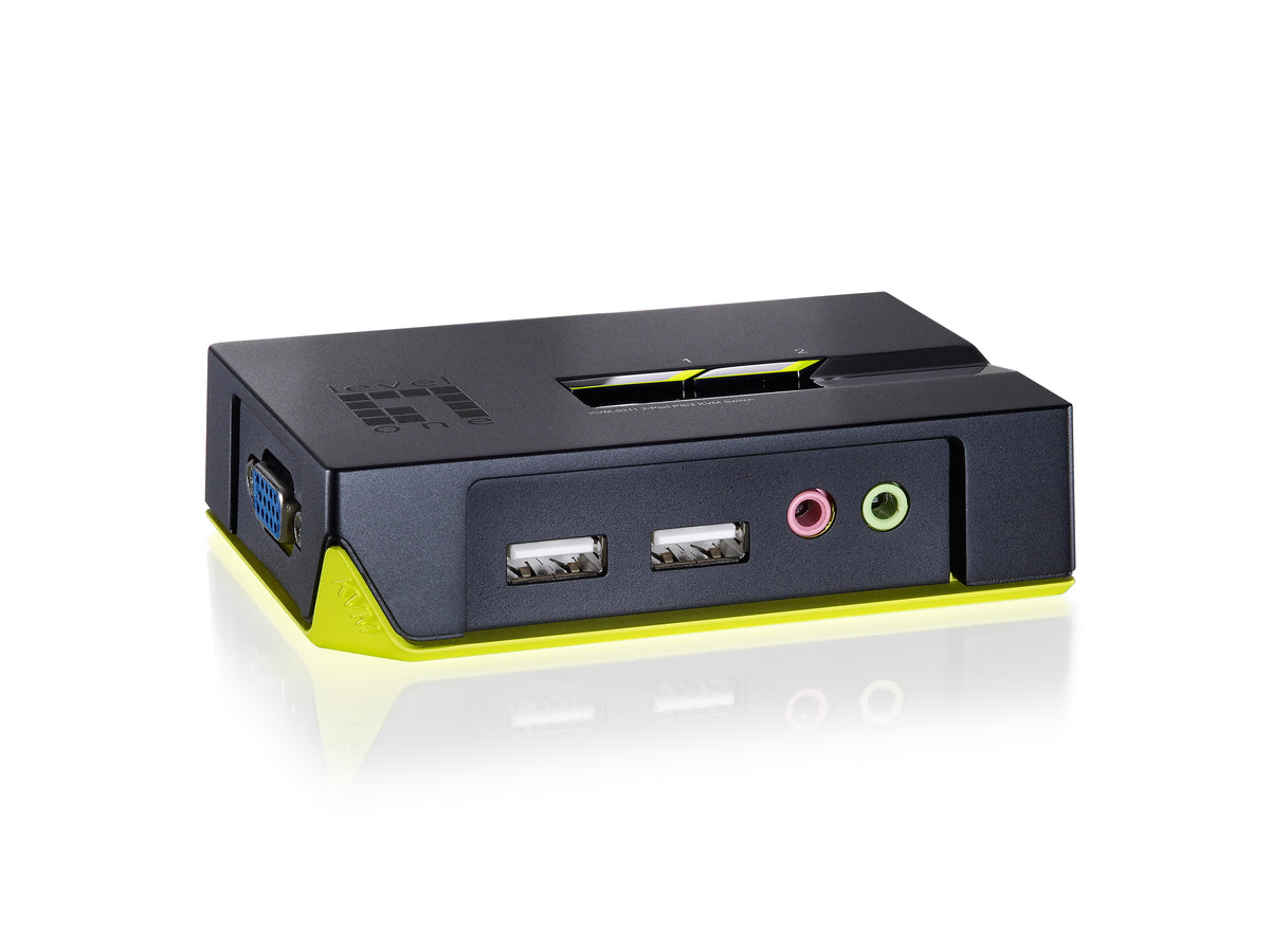 Commutateur KVM KVM-0221 2 Ports USB avec Audio, Noir et Vert
